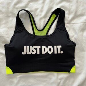 Nike Sports Bra Medium With Pads Workout Gym Clothing Black Neon Top